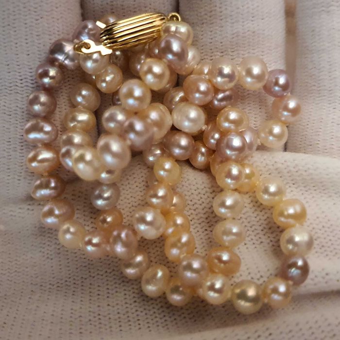 Top Luciu Colier Perle Naturale Si Aur 18K