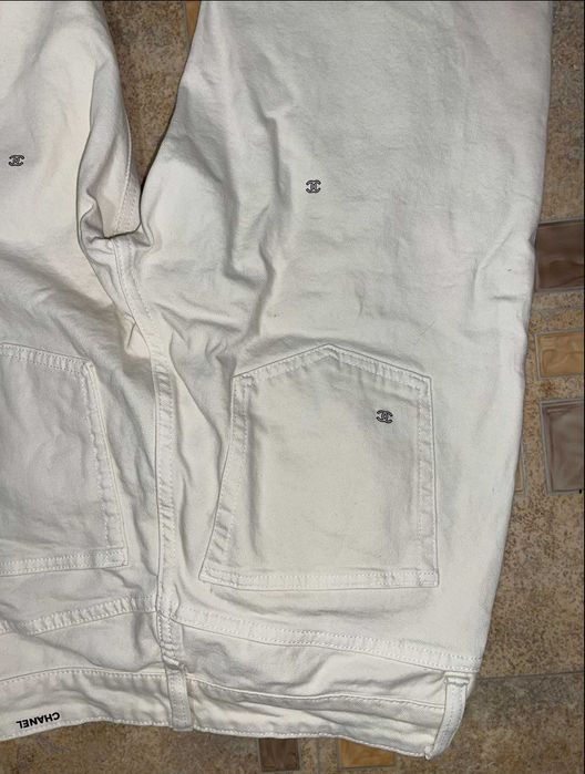 дънки бели слонова кост шанел chanel деним панталон като нови дълги