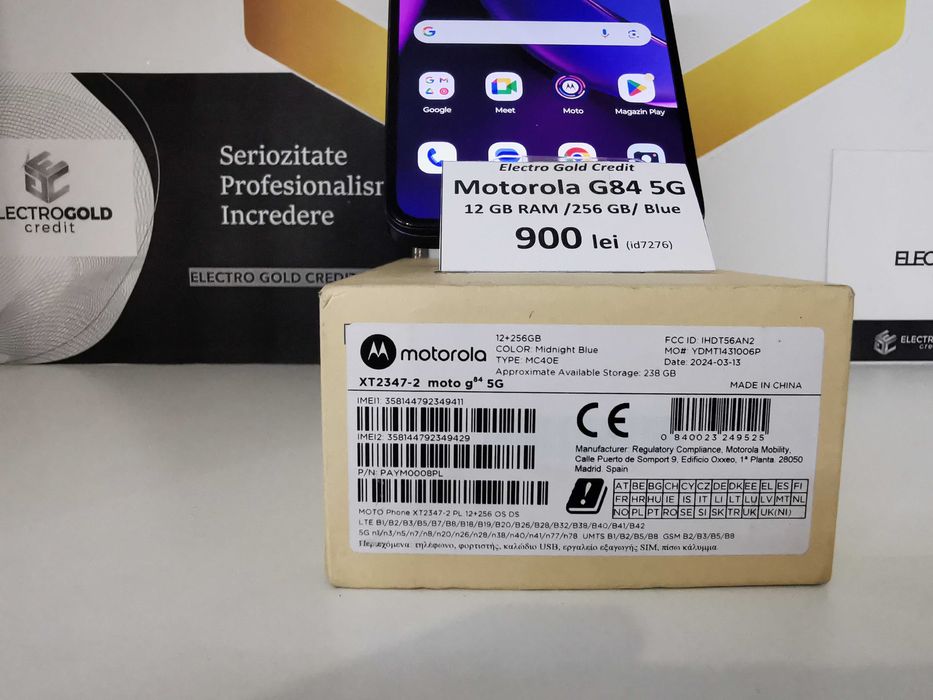 Motorola G84 5G 12GB RAM/256GB/Midnight Blue ID7276