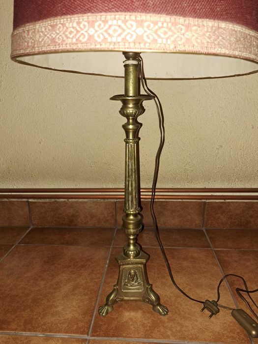 veioza veche bronz Isus Fecioara Maria Iosif