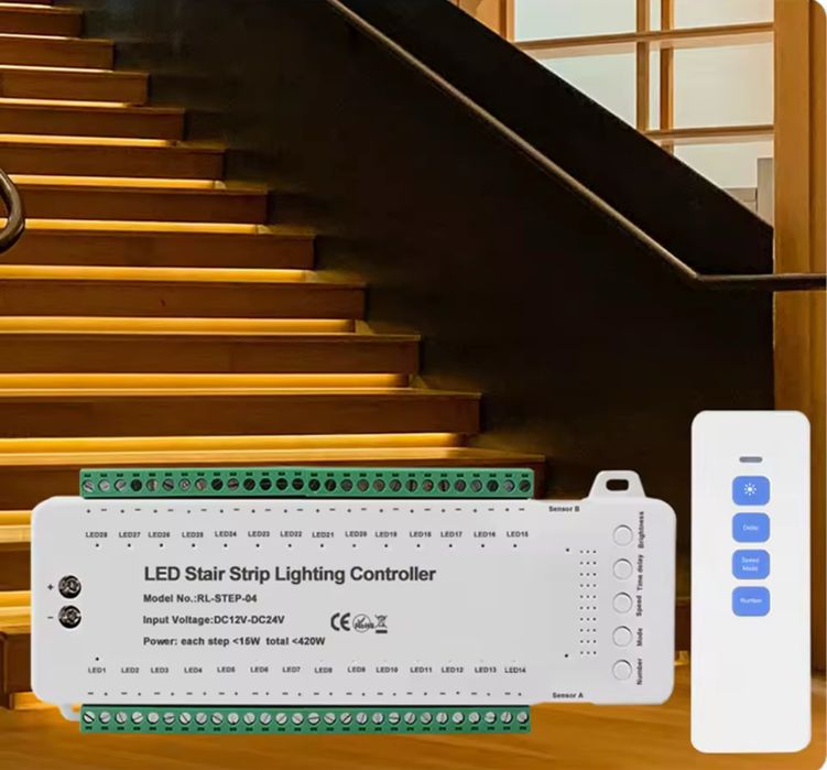 28-стъпалов контролер за стълбищно осветление с PIR сензор за движение