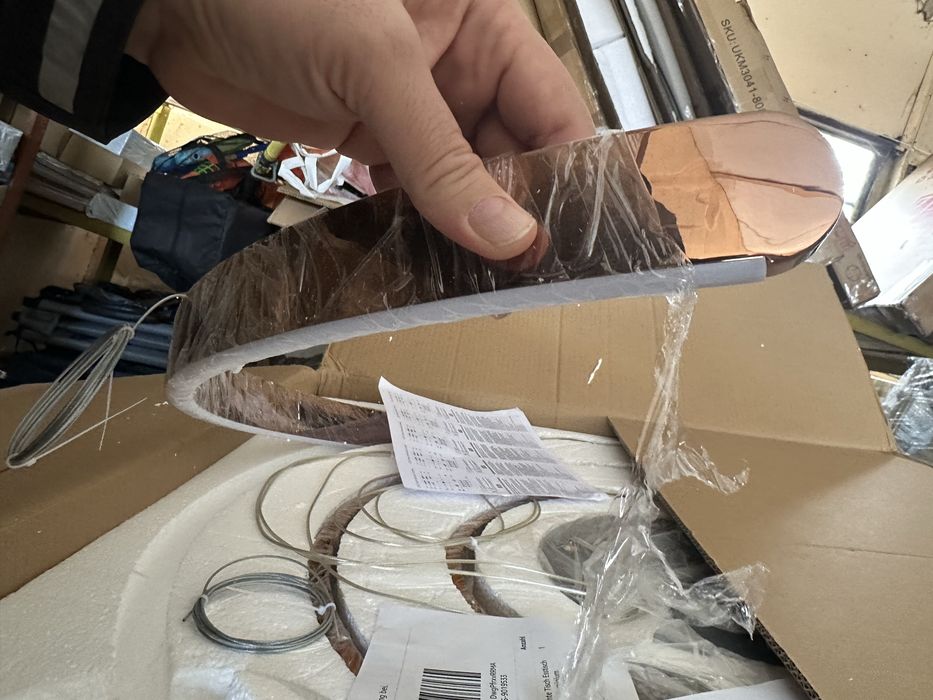 Стилен висящ LED, полилей розово злато