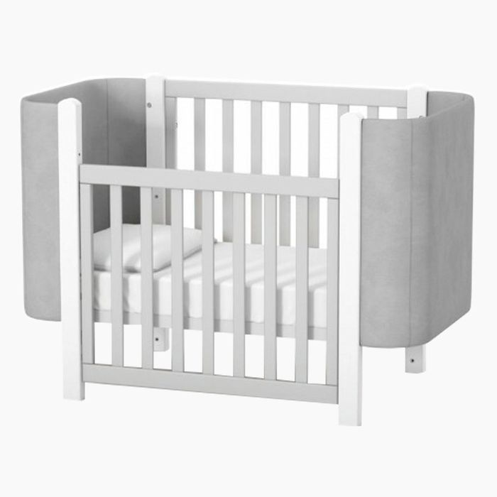 Patut bebelusi lemn masiv Nancy gri 0-6 ani + saltea cocos