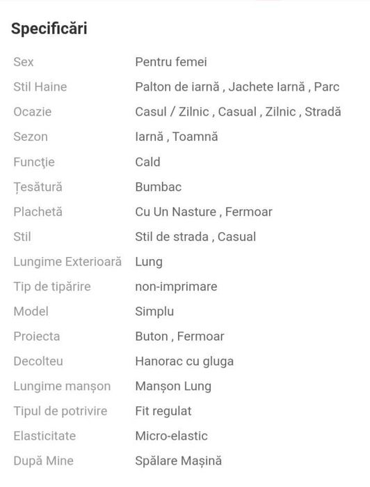Palton de iarna pentru femei