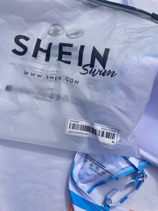 Bikini set alb portocaliu cu dungi Marime M