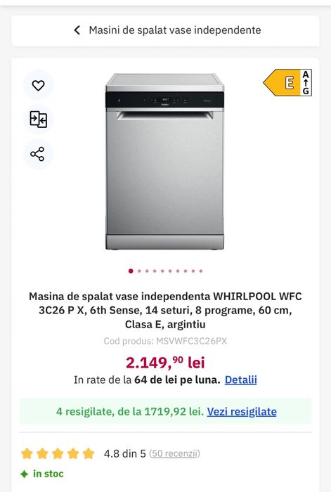 Vand masina de spalat vase Whirpool