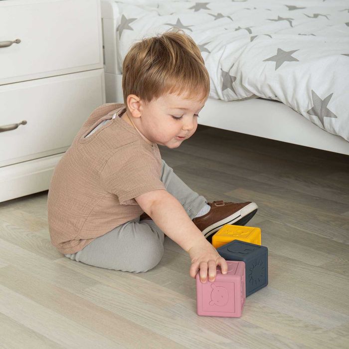 Bigjigs Toys Силиконови сензорни кубчета 3бр меки за деца и бебета