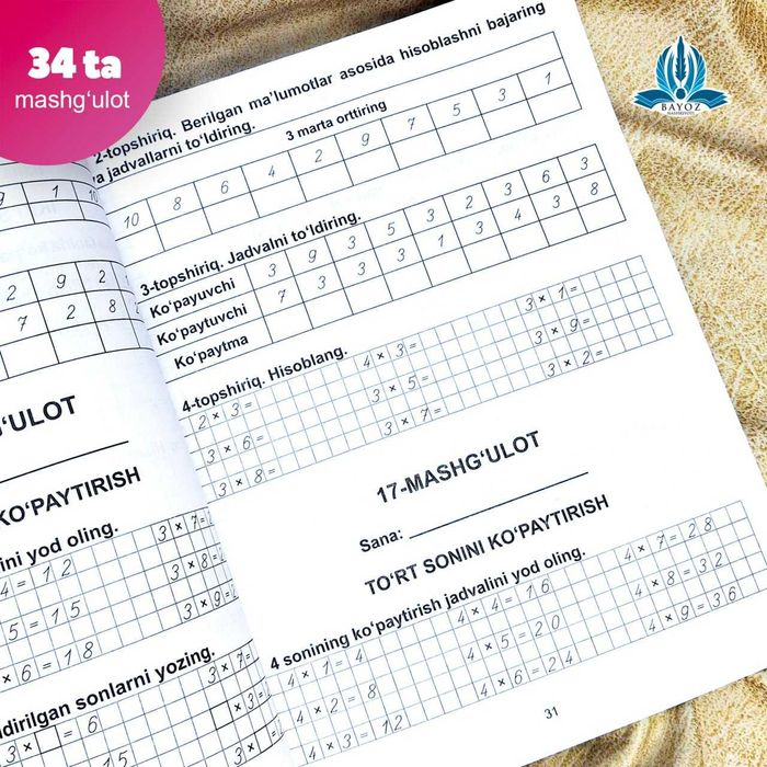 2-sinflar uchun "Matematika to'garak mashg'ulotlari