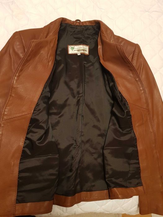 Geaca dama din piele naturala maro-marimea 40