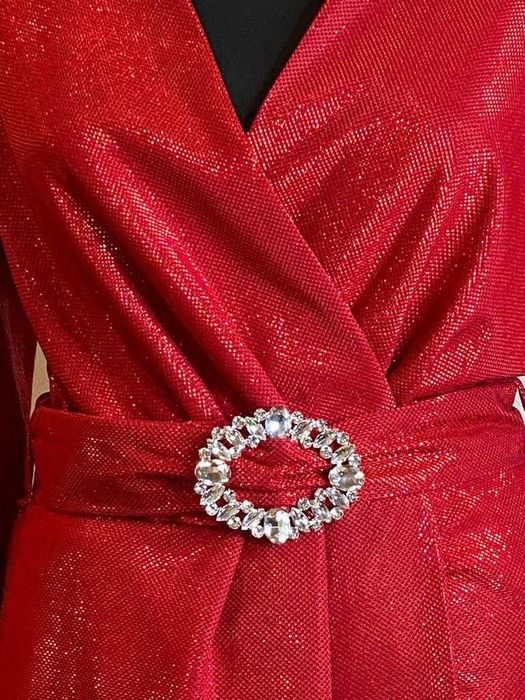 Rochie eleganta din lurex rosie