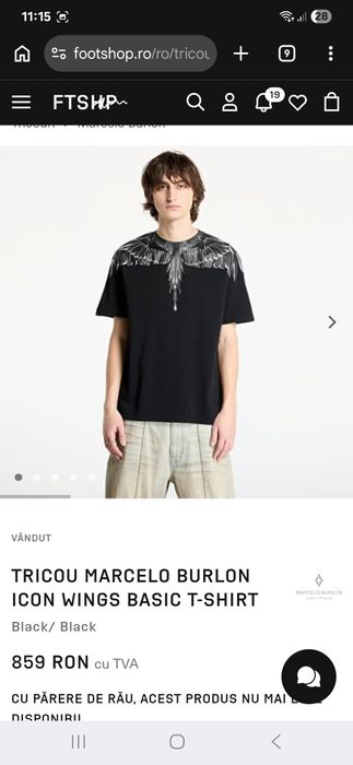 Tricou Marcelo burlon  alb negru Eyewear