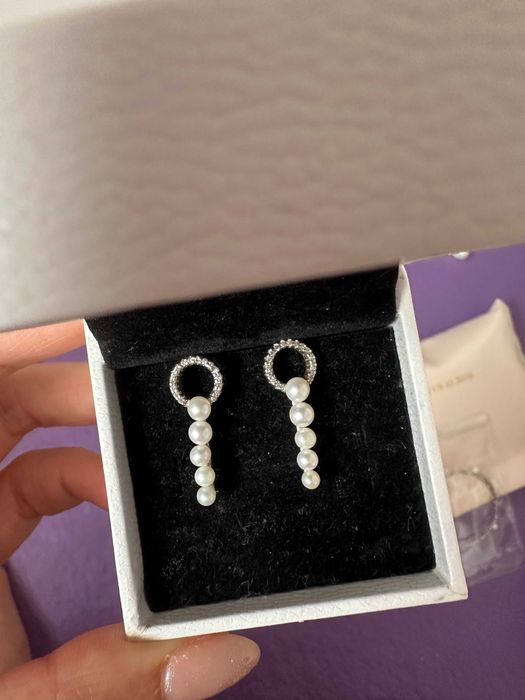 Cercei cu perle naturale 2.5-3+3-3.5+3.5 mm + argint 925