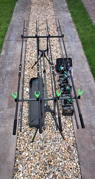 Set Pescuit,4 Lansete+4 Mulinete 8000+Senzori cu Statie+Rod Pod