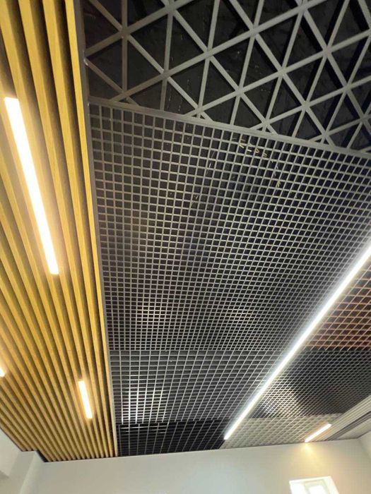 потолок АРМСТРОНГ 60*60,120*60 ГРИЛЯТО клеточный РЕЕЧНЫЙ рейкали подве