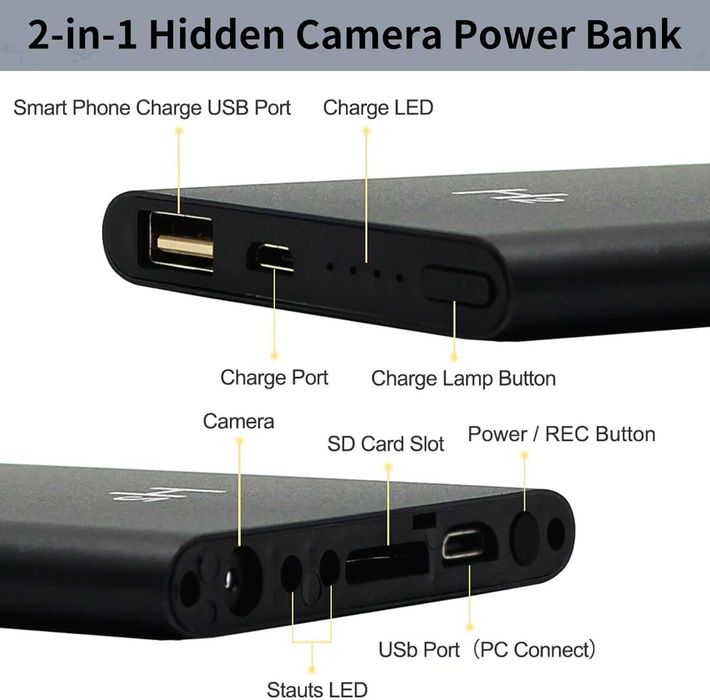 Скрита камера Power Bank - HD 1080P 5000mAh