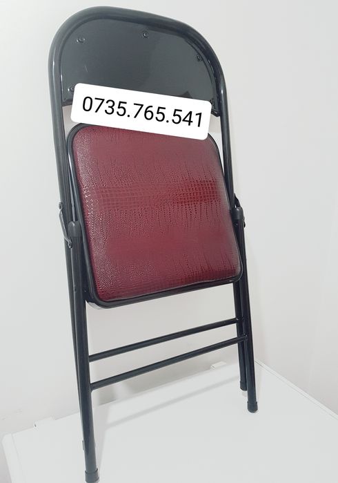 Scaun pliabil cadru metalic tapitat piele ecologica rezistent NOU