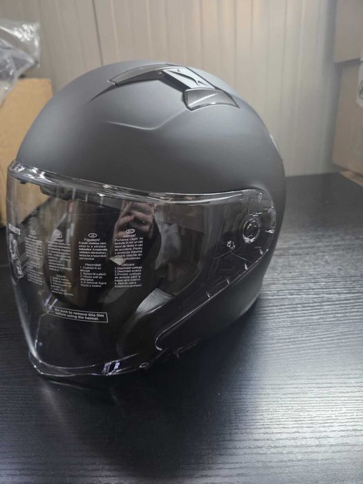 Casca Moto Open Face, Viziera Dubla, Omologata ECE 22.06, Negru Mat - NOUA