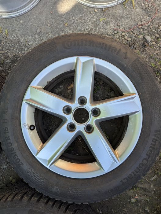Jante aliaj originale Audi R16 + anvelope iarnă Continental WinterContact 205/60R16