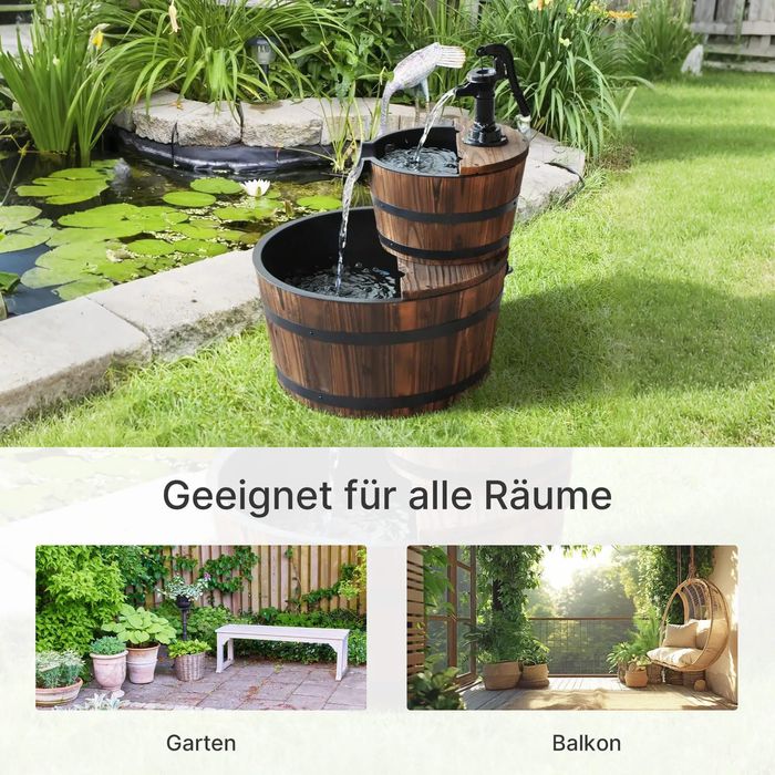 Каскаден фонтан Outsunny, 2-етажен градински фонтан