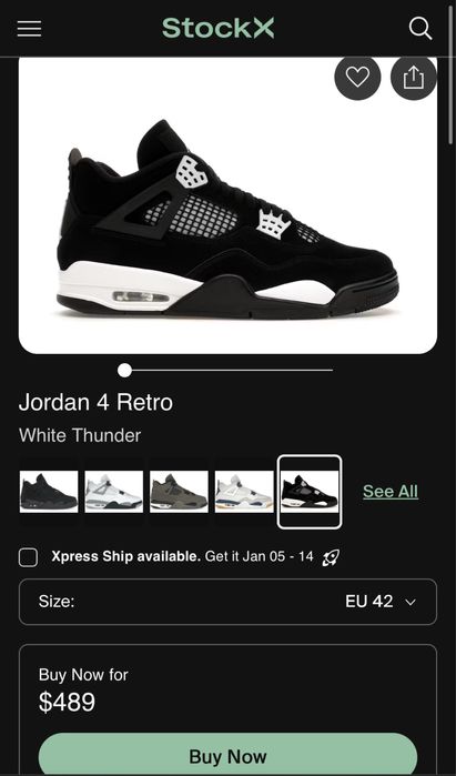 |MEGA Oferta|Jordan 4 Retro "White Thunder"|42| Perfecti pentru cadou