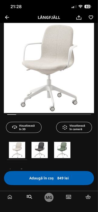 Scaun LANGFJALL roz cu alb IKEA