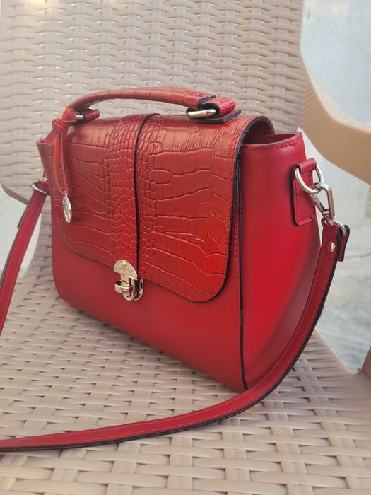 Geantă Enzo Bertini ,piele naturala, roșie