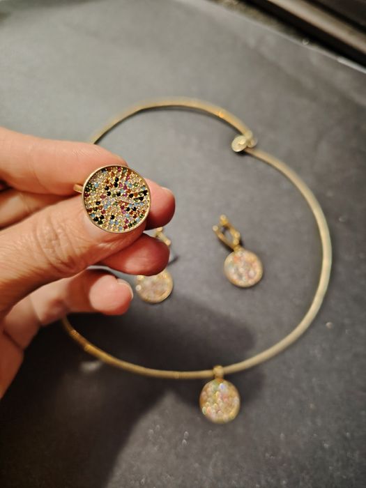 Комплект сребърни бижута с 18к позлата