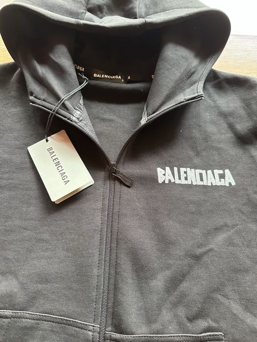 Мъжки,памучен,черен екип Balenciaga с щампа на гърба