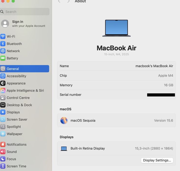 MacBook Air M4 15-inch/ 256 Gb / Midnight