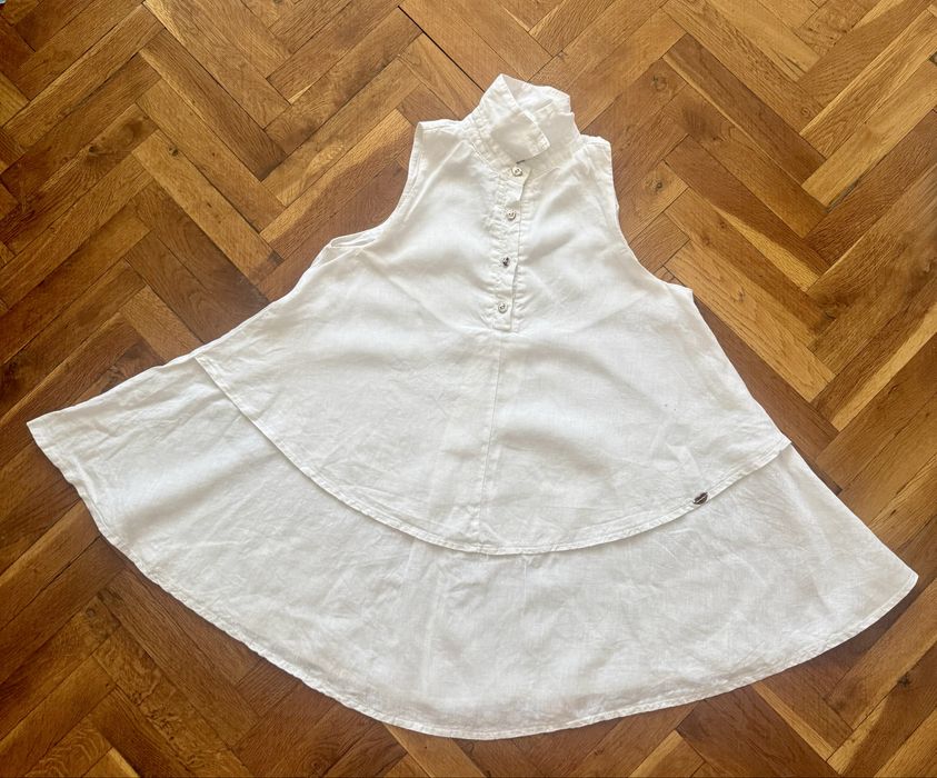 Къси панталонки с висока талия и бродерия за плаж и ленена рокля