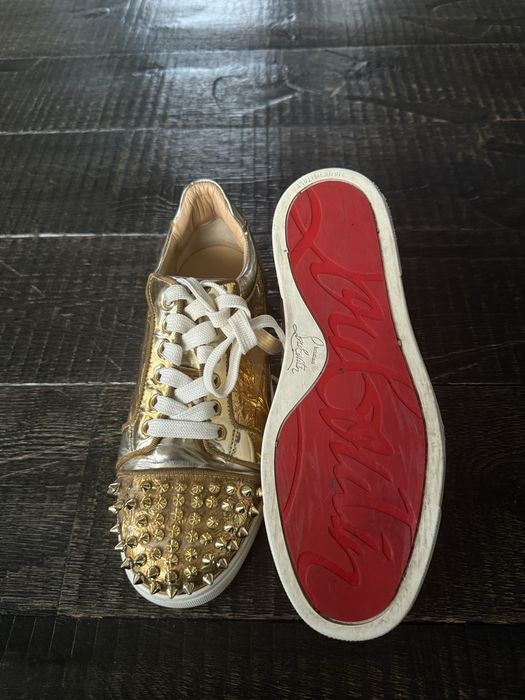 Patent leather trainers Christian Louboutin Gold