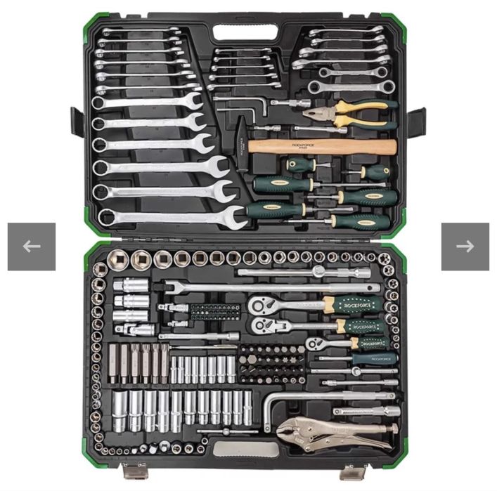Гедоре/куфар с инструменти 202+2 части 1/4” 3/8” 1/2” 4-32мм ROCKFORCE