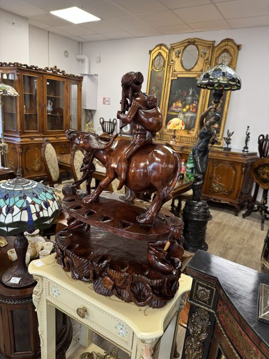 Statuetă veche din lemn masiv sculptata manual – Tematică Asiatică