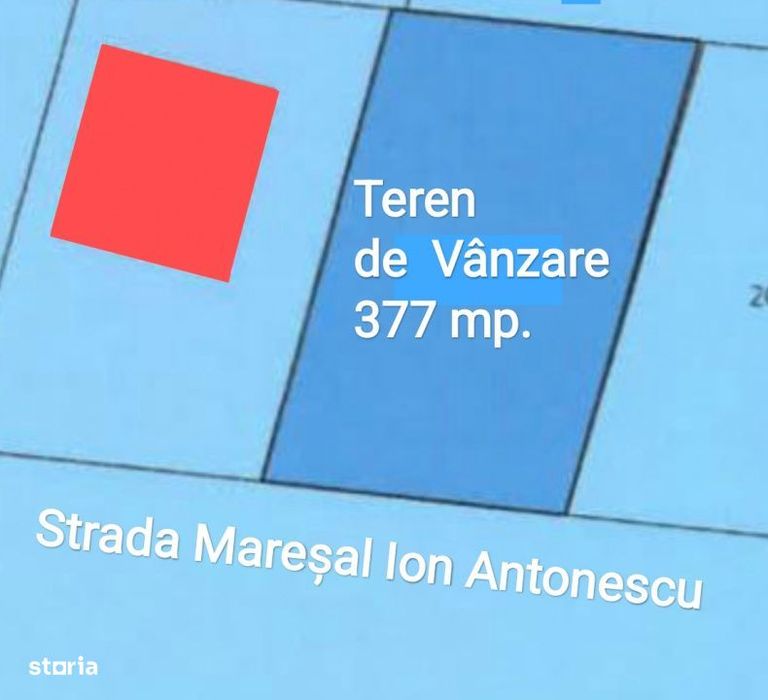 Vanzare Teren perfect 377 mp. cu Autorizatie Constructie