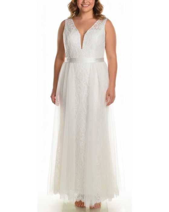 Булчинска рокля с пайети и тюлена пола - НОВА!