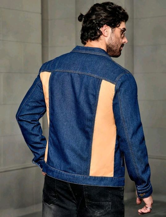 Ново мъжко карго дънково яке риза Street Style деним памук L