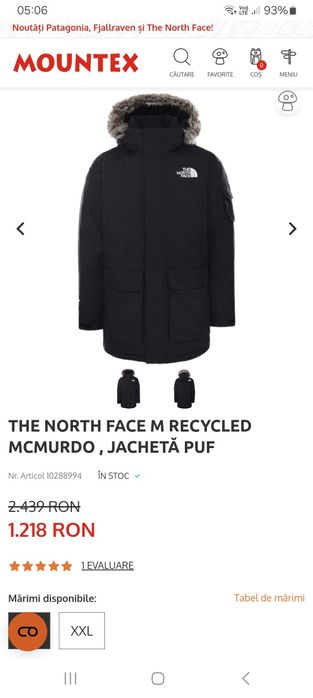 Geaca puf The North Face Murdo Parka Hy Vent 550, nr S (18 - 20 ani)