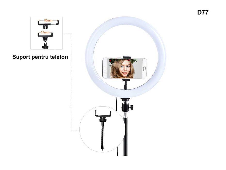 Ring Light LED 8 inchi Fotografie Lampa Circulara Ring Trepied 210cm