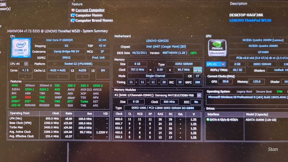 Lenovo ThinkPad W520 с нова батерия и SSD