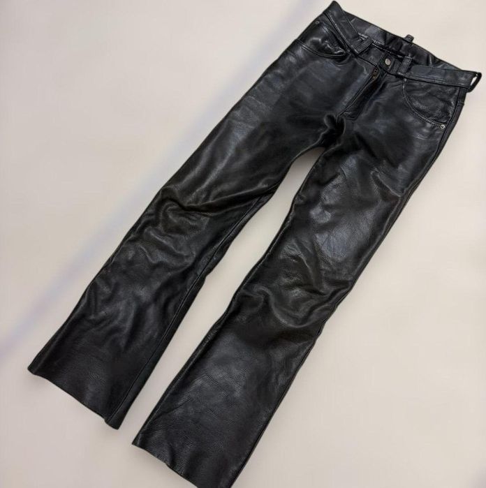 байкерские кожанные джинсы leather pants y2k