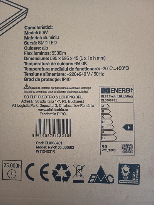 Plafoniere  50W Led/5300 Lumeni (4 Bucăți)