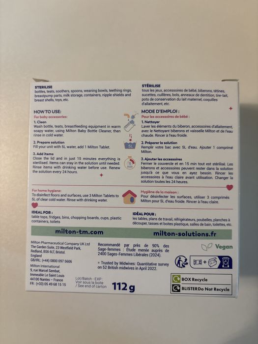 28x tablete Milton de sterilizare