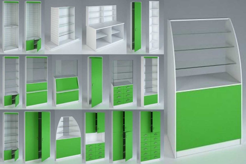 ТОРГОВОЕ МЕБЕЛЬ ДЛЯ АПТЕК и клиник медцентров. Стелажи Витрины ресепшн