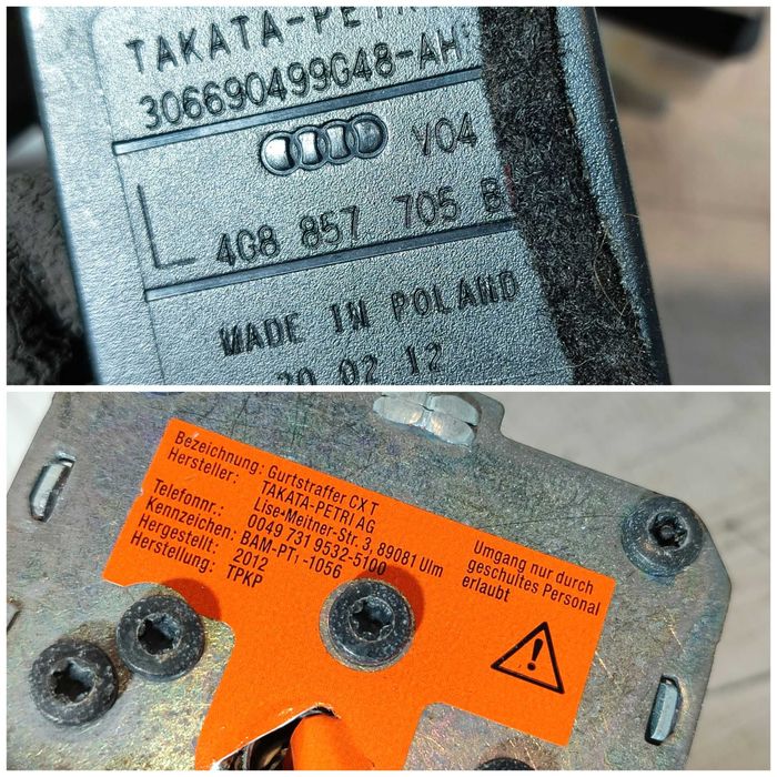 Centură de siguranță față stânga Audi A6 / S6 / RS6 C7 4G 2011-2018 2012 2.0 TDI Cod OEM: 4G8857705B (5E3)