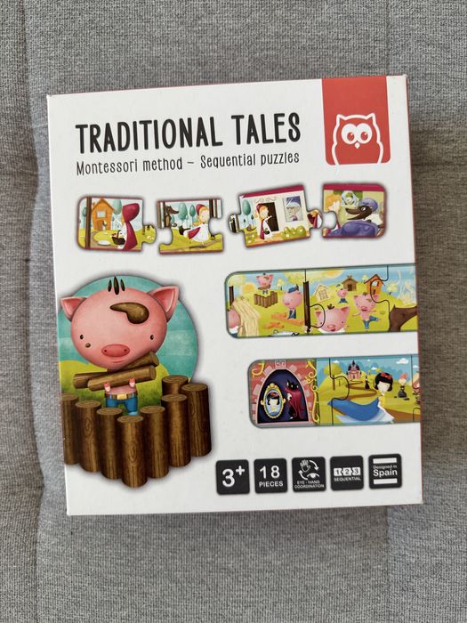 Детски пъзел Eurekakids - Montessori, Народни приказки, 18 части