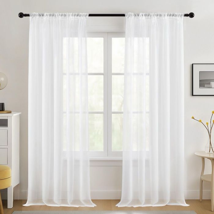 Perdea Voal Alba 220x200 cm cu Banda Fronsare