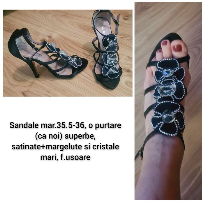 Sandale satin elegante cristale margele