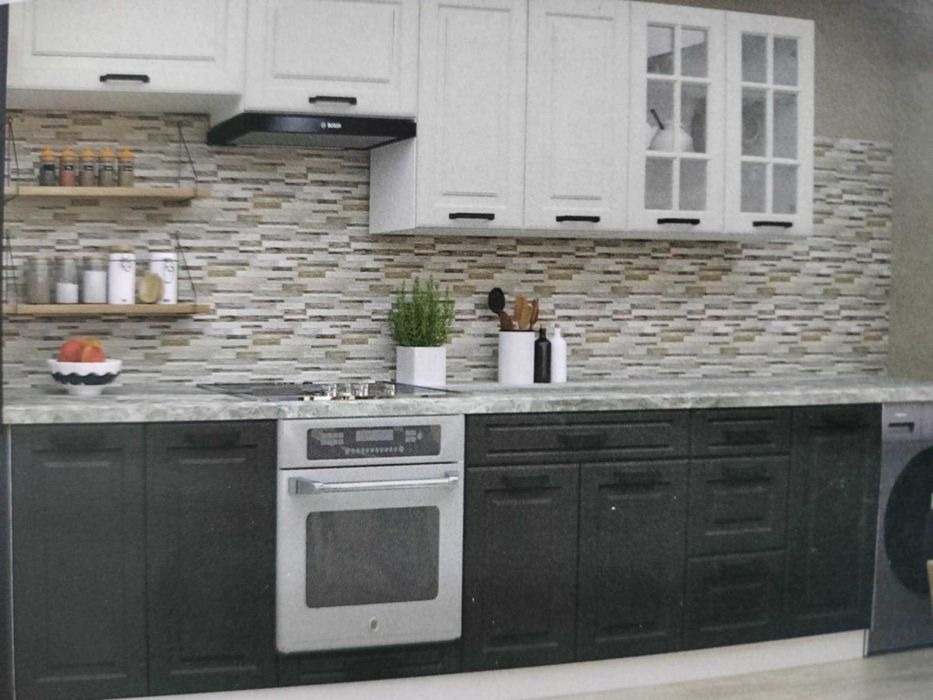 bucatarie modulara colt (sau nu)  corpuri mdf alb, gri, crem