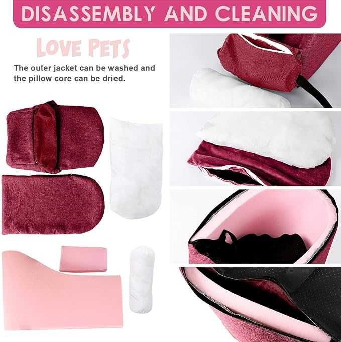 Pat caini pentru transport in masina - culoare roz - pentru cotiera