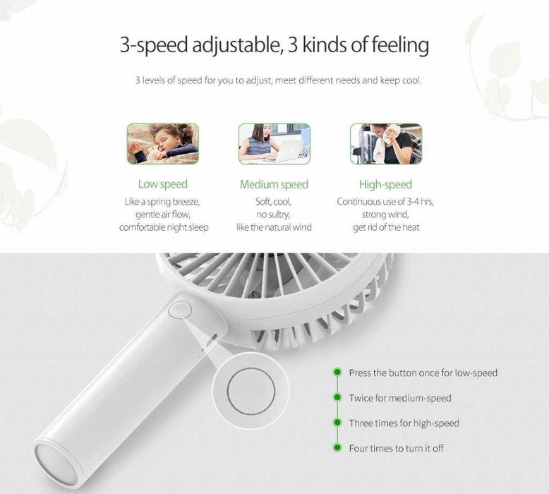 Ventilator portabil de mana cu acumulator foarte puternic